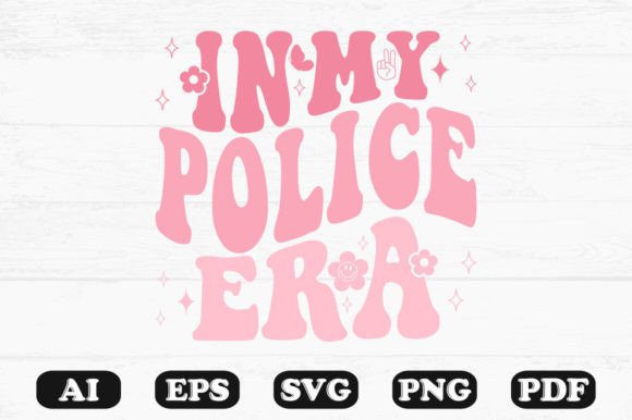 In My Police Era Retro Wavy Svg T-shirt Graphics and Crafts